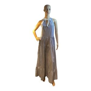 Get Your Sense Women’s Blue White Striped Rayon Maxi Dress Size 42